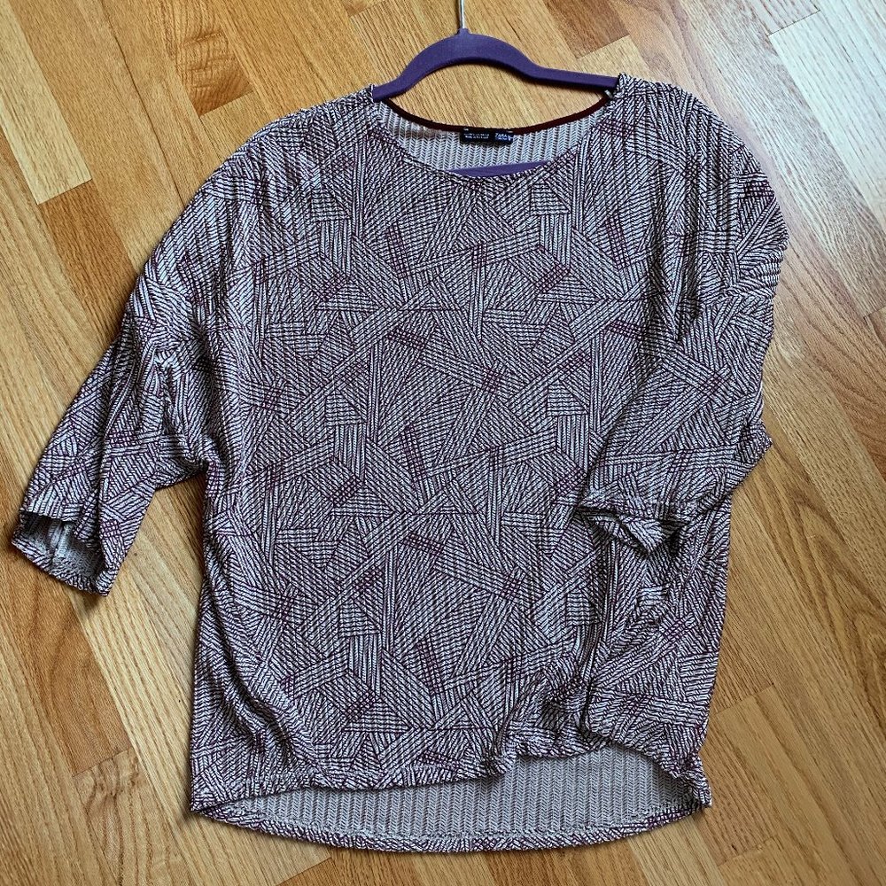 ZARA Women's Geometric 3-Quarter Sleeve Top